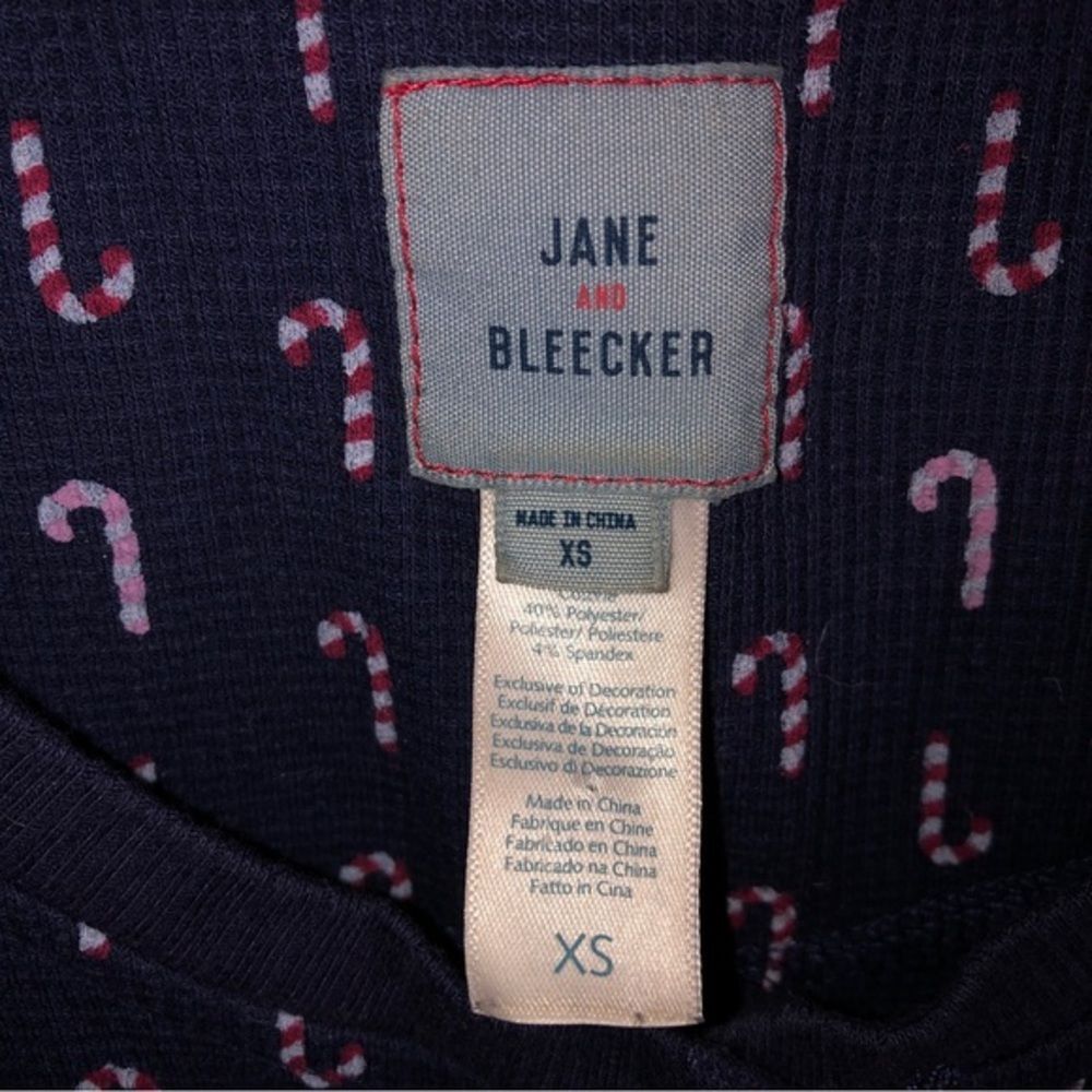 Jane and Bleecker thermal navy candy cane pajama onesie XS holiday Christmas‎ - Picture 9 of 10